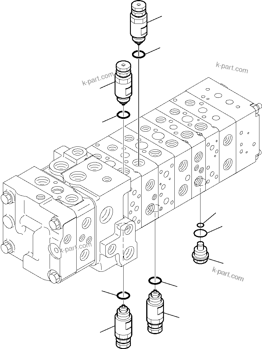 Komatsu parts book diagram for WB97S-5 S/N F00003-Up: 10-SPOOL CONTROL VALVE (15/16)
