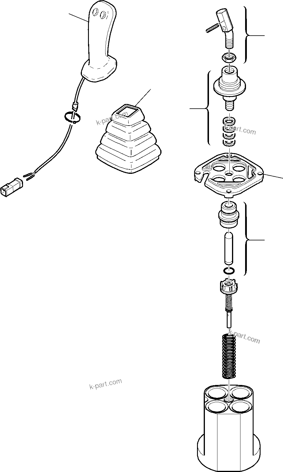 Komatsu parts book diagram for WB97S-5 S/N F00003-Up: BACKHOE PPC VALVE, R.H.