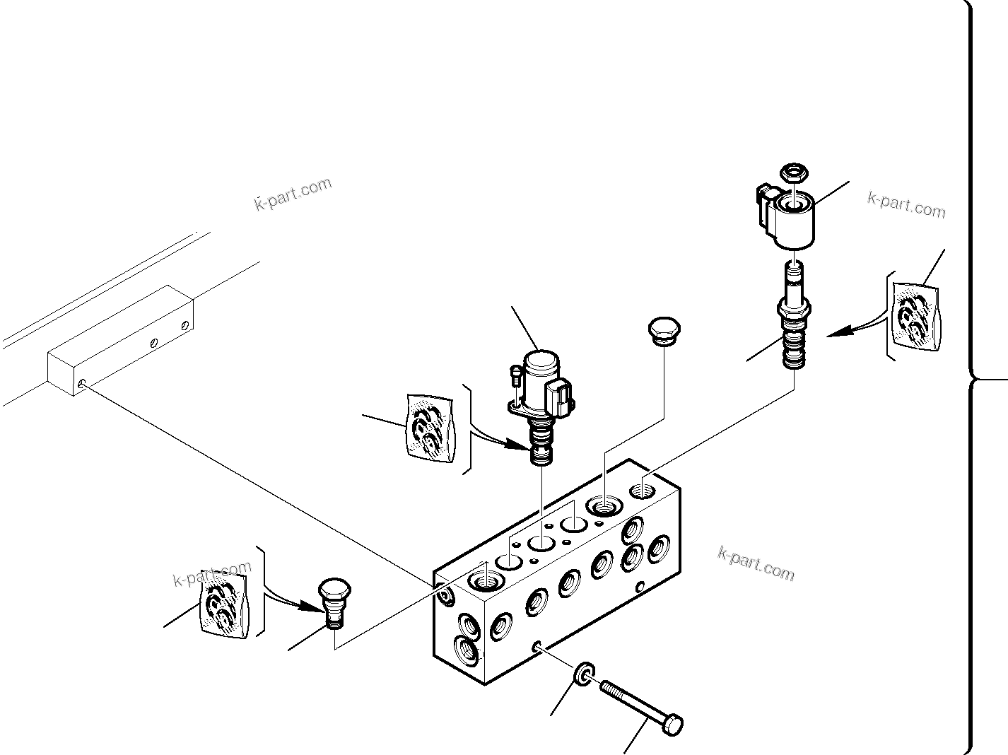 Komatsu parts book diagram for WB97S-5 S/N F00003-Up: SERVOCONTROL FEED UNIT