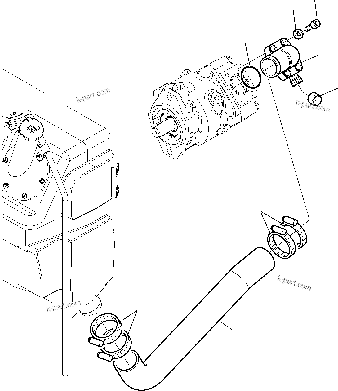 Komatsu parts book diagram for WB97S-5 S/N F00003-Up: HYDRAULIC PIPING (SUCTION LINE)