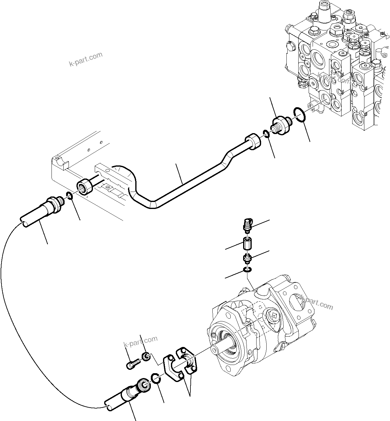 Komatsu parts book diagram for WB97S-5 S/N F00003-Up: HYDRAULIC PIPING (DELIVERY LINE)
