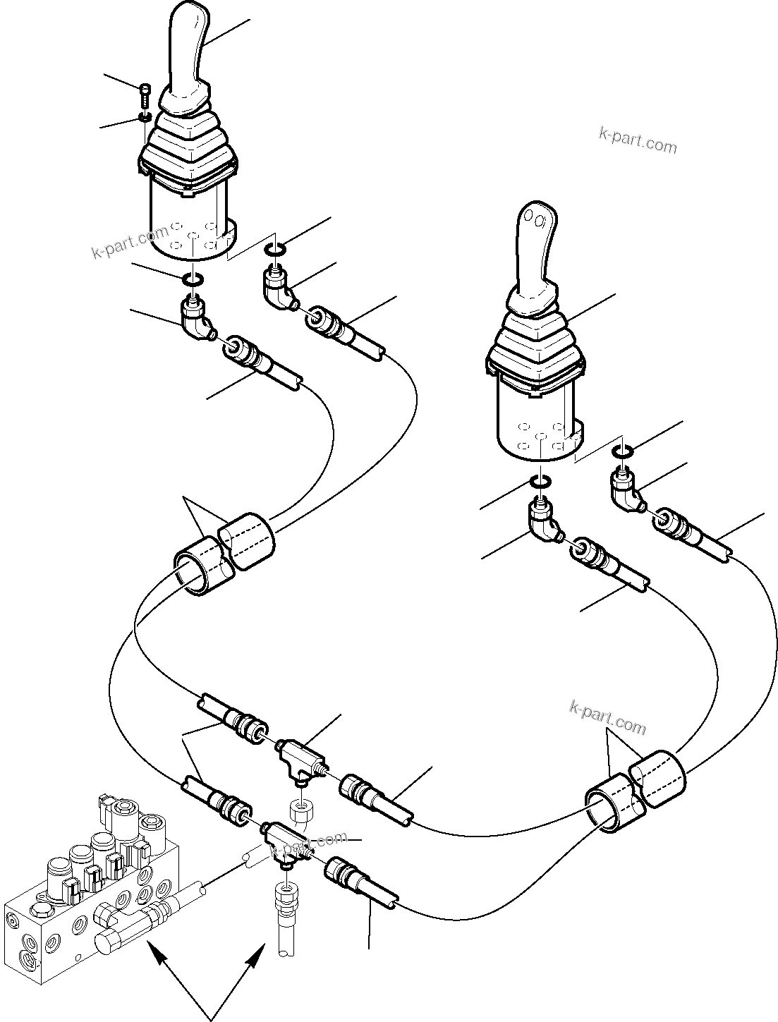 Komatsu parts book diagram for WB97S-5 S/N F00003-Up: HYDRAULIC PIPING (SERVOCONTROL DELIVERY AND RETURN LINE) (BACKHOE LINE)