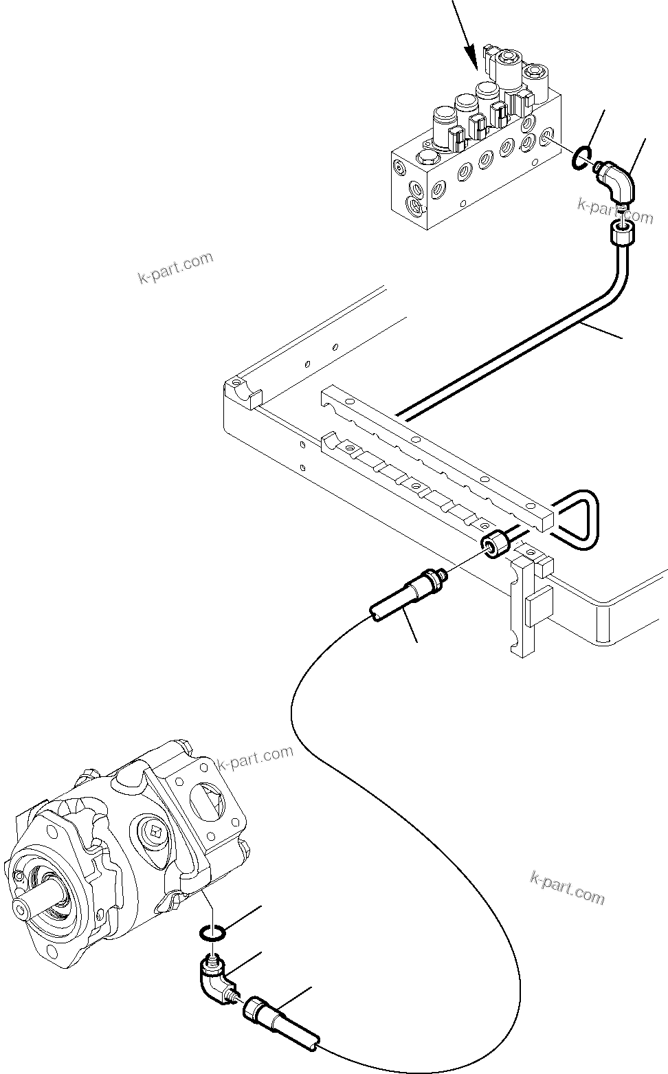 Komatsu parts book diagram for WB97S-5 S/N F00003-Up: HYDRAULIC PIPING (POWER MODE)