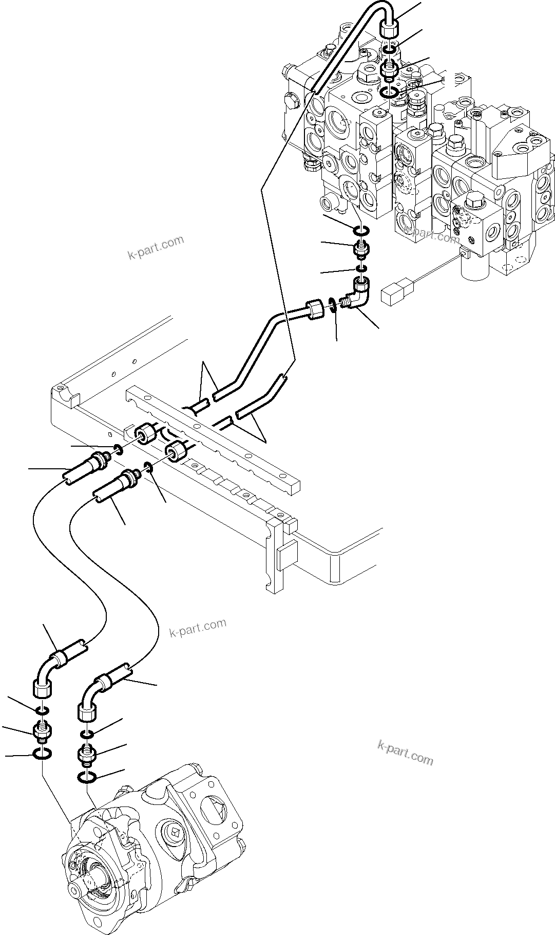 Komatsu parts book diagram for WB97S-5 S/N F00003-Up: HYDRAULIC PIPING (LOAD SENSING)