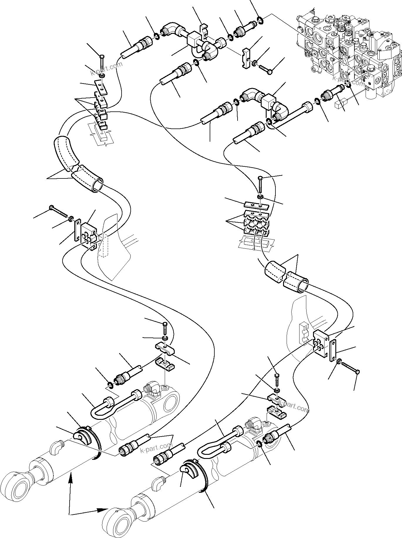 Komatsu parts book diagram for WB97S-5 S/N F00003-Up: HYDRAULIC PIPING (BUCKET LIFTING CYLINDER)