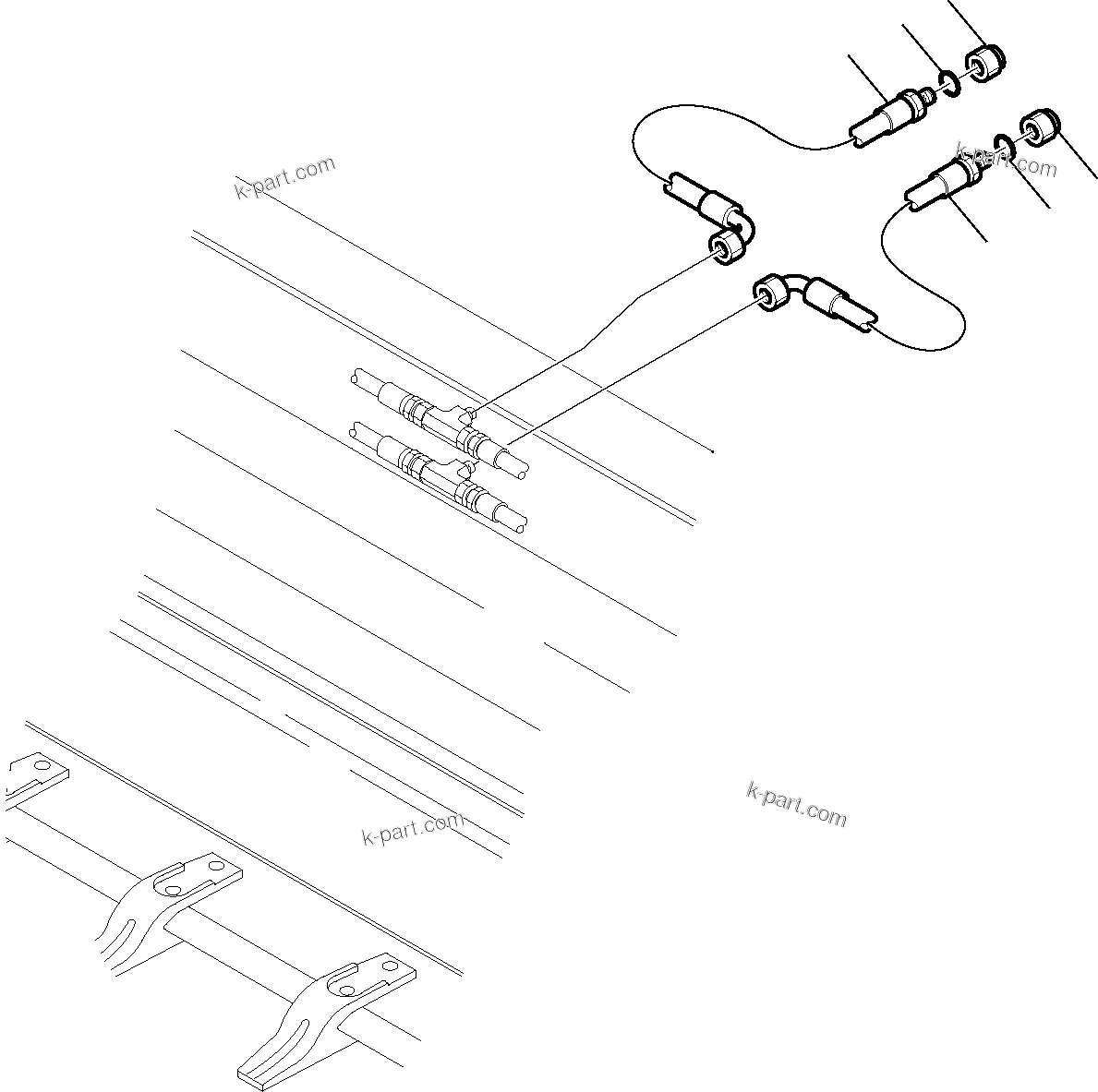 Komatsu parts book diagram for WB97S-5 S/N F00003-Up: HYDRAULIC PIPING (BUCKET 4 IN 1 LINE) (3/3)