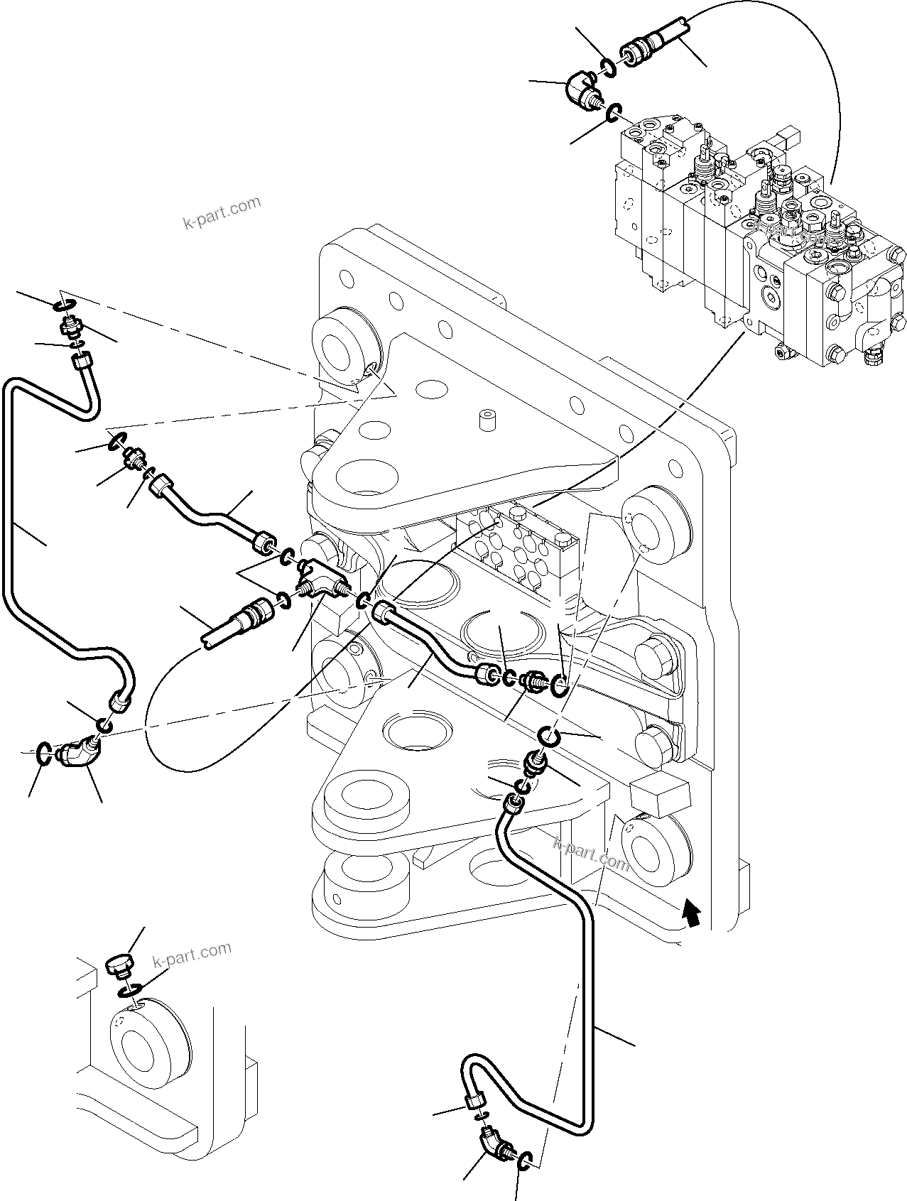 Komatsu parts book diagram for WB97S-5 S/N F00003-Up: HYDRAULIC PIPING (HYDRAULIC SLIDING PLATE LOCKING LINE)