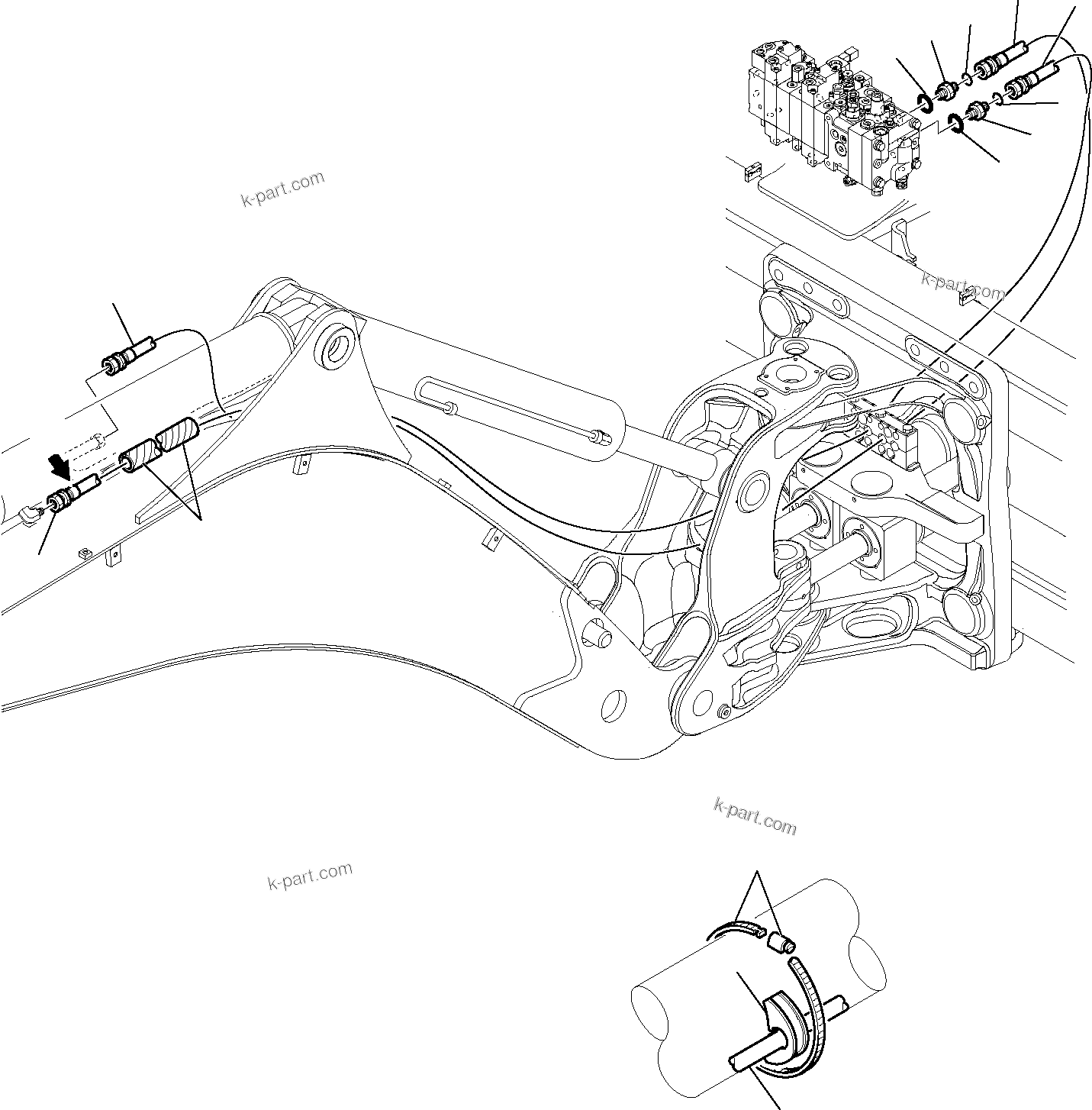 Komatsu parts book diagram for WB97S-5 S/N F00003-Up: HYDRAULIC PIPING (ARM LINE)