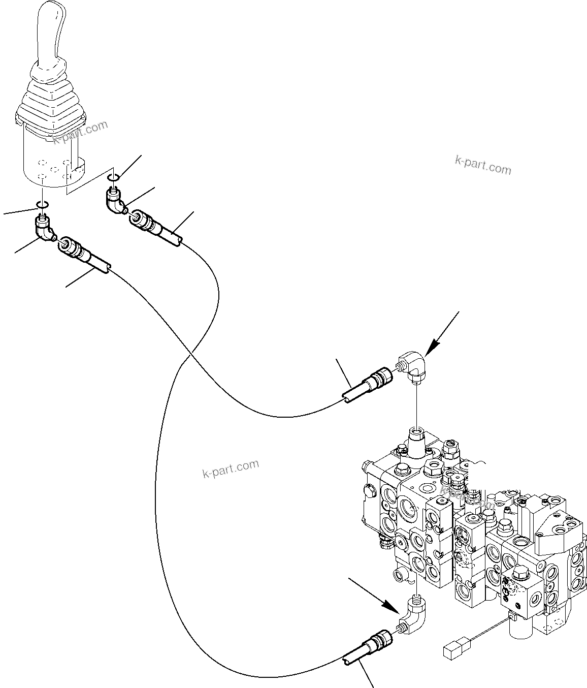 Komatsu parts book diagram for WB97S-5 S/N F00003-Up: HYDRAULIC PIPING (SERVOCONTROL LINE) (ARM LINE)