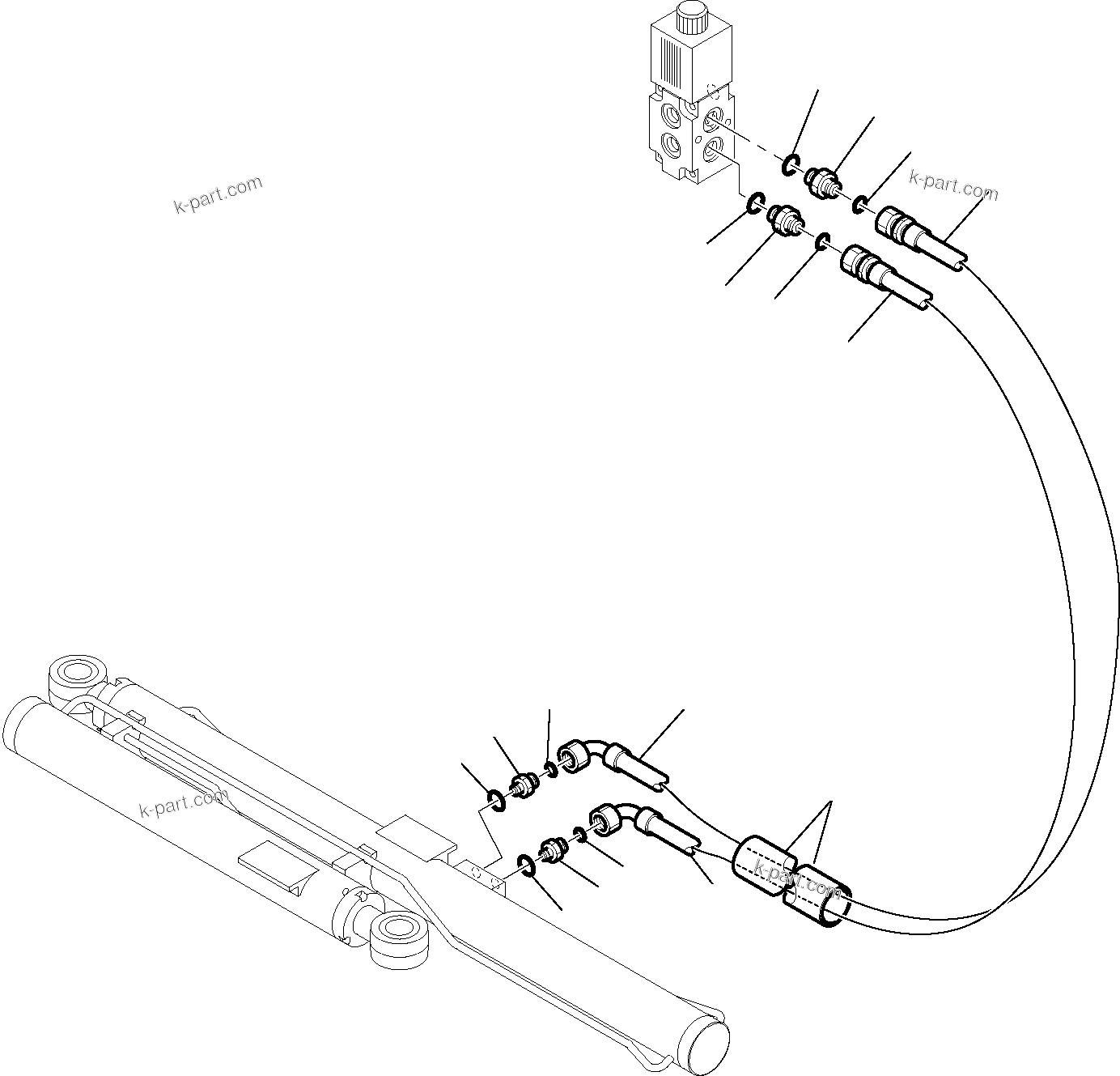 Komatsu parts book diagram for WB97S-5 S/N F00003-Up: HYDRAULIC PIPING (SLIDING PLATE LINE) (WITH BUCKET 4 IN 1)