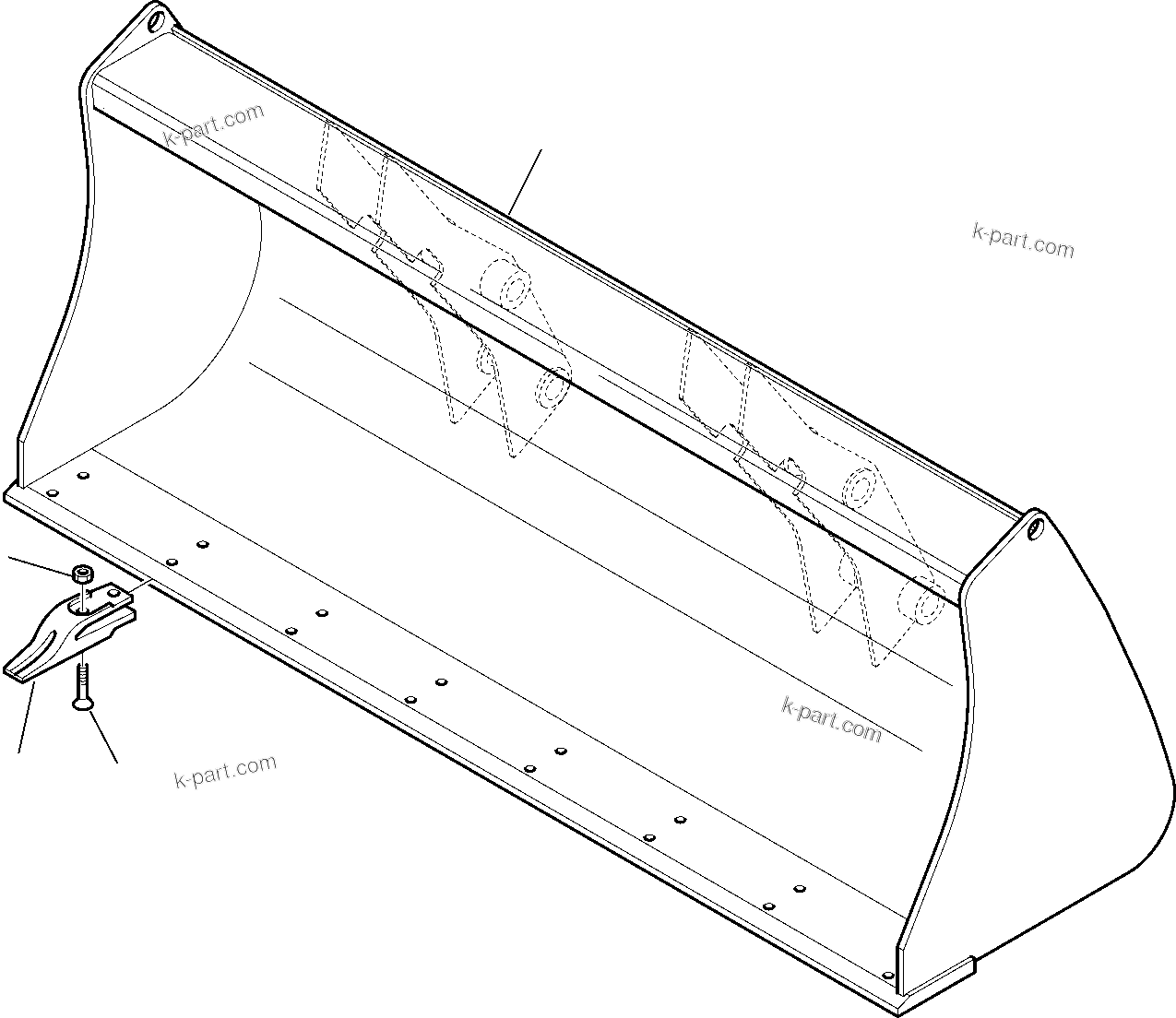 Komatsu parts book diagram for WB97S-5 S/N F00003-Up: BUCKET (L=2420 MM)