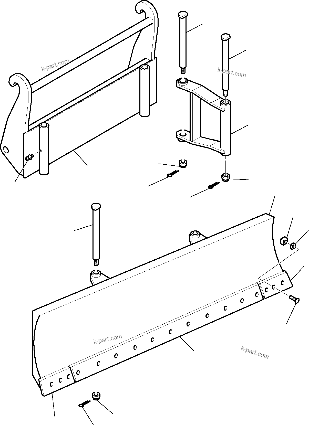 Komatsu parts book diagram for WB97S-5 S/N F00003-Up: BLADE (WITH HYDRAULIC QUICK COUPLING) (1/2)