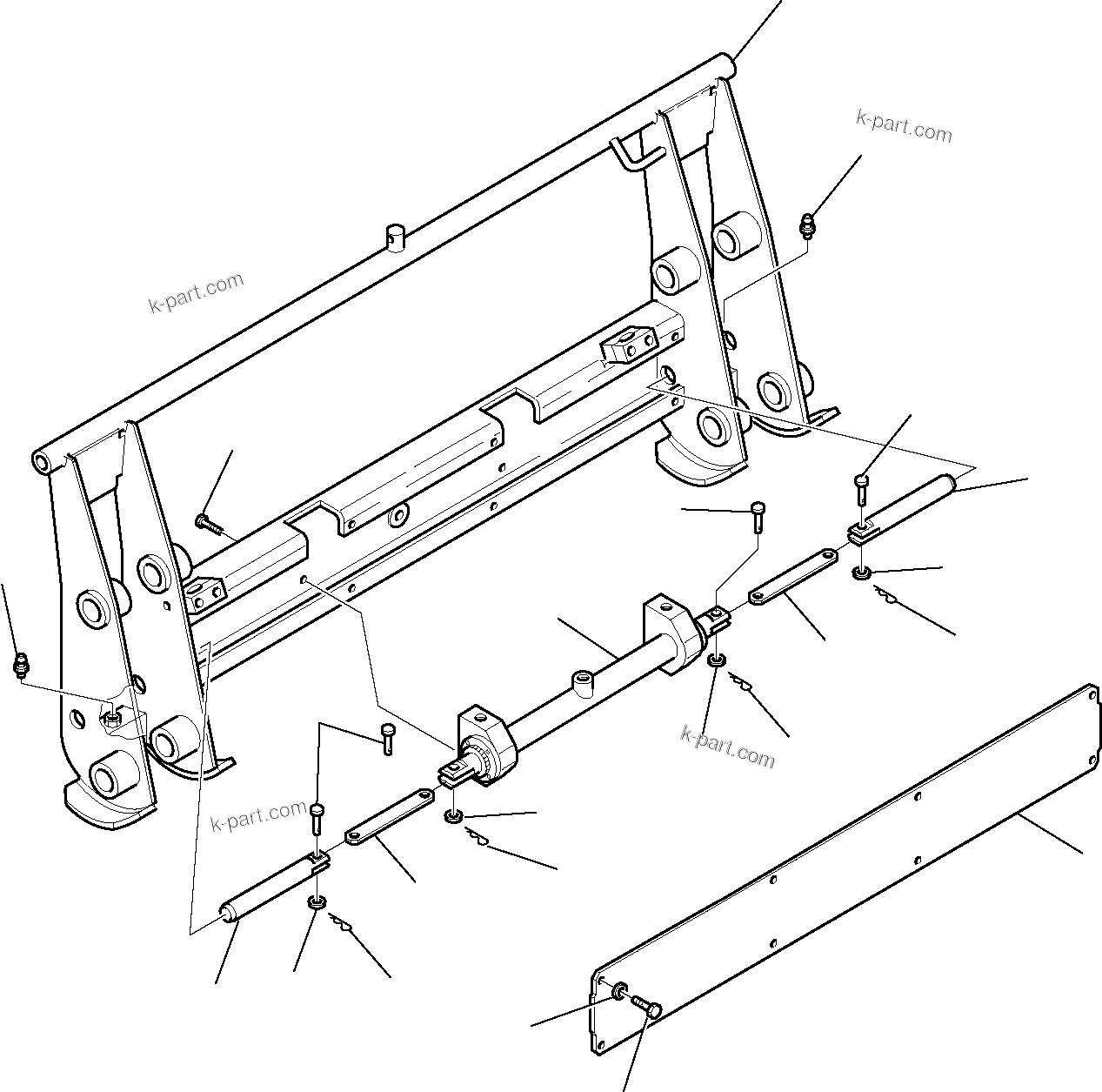 Komatsu parts book diagram for WB97S-5 S/N F00003-Up: BLADE (WITH HYDRAULIC QUICK COUPLING) (2/2)
