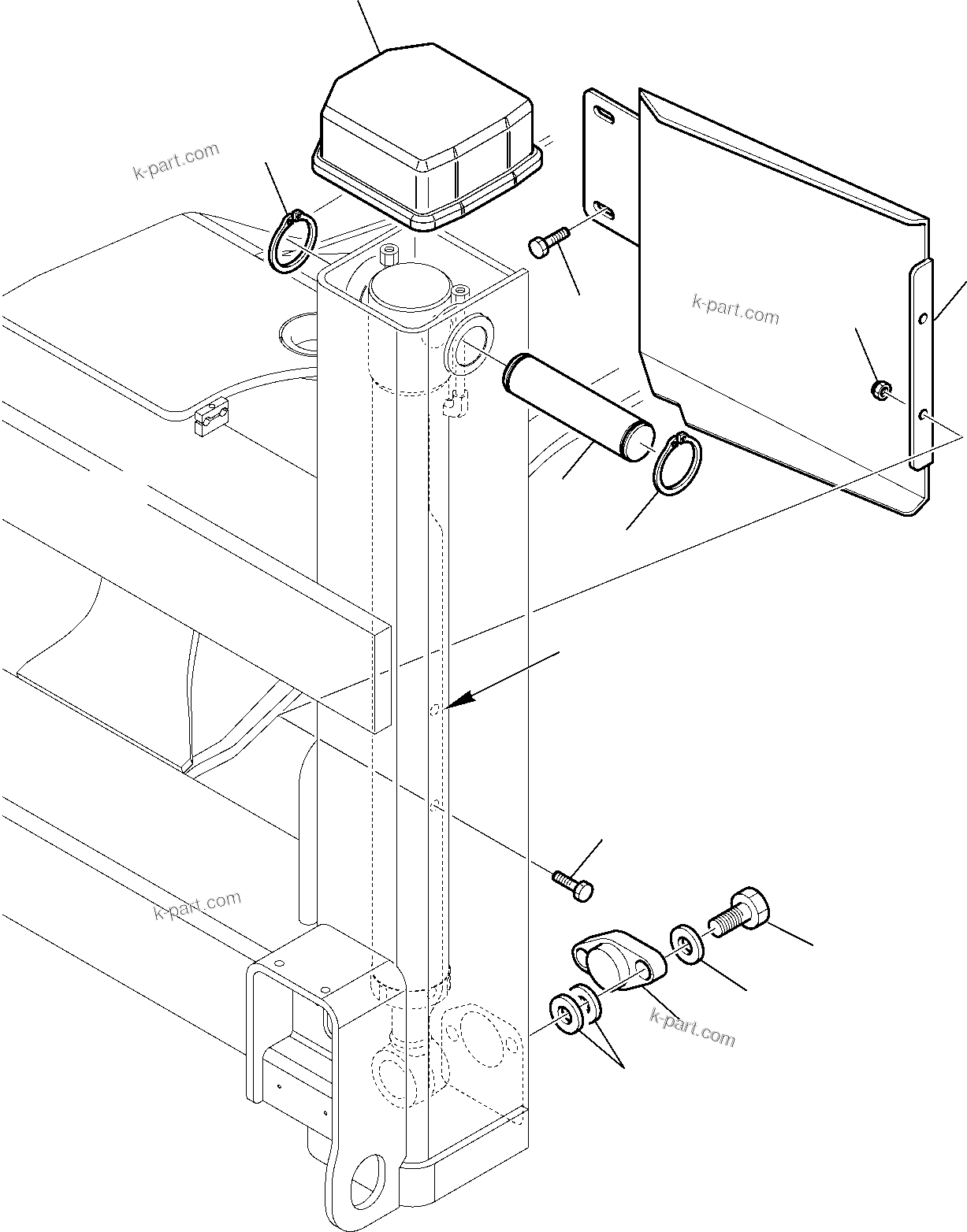 Komatsu parts book diagram for WB97S-5 S/N F00003-Up: VERTICAL OUTRIGGER (1/2)
