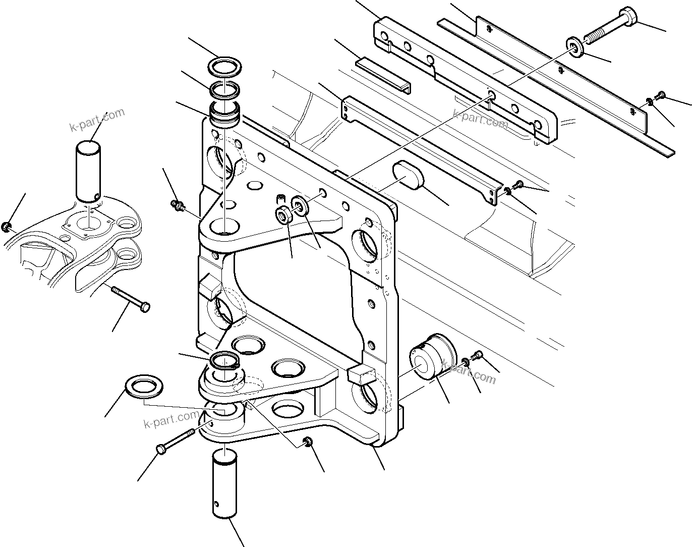 Komatsu parts book diagram for WB97S-5 S/N F00003-Up: HYDRAULIC SLIDING PLATE (1/3)