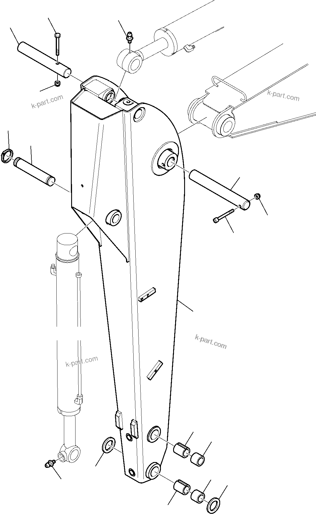 Komatsu parts book diagram for WB97S-5 S/N F00003-Up: ARM