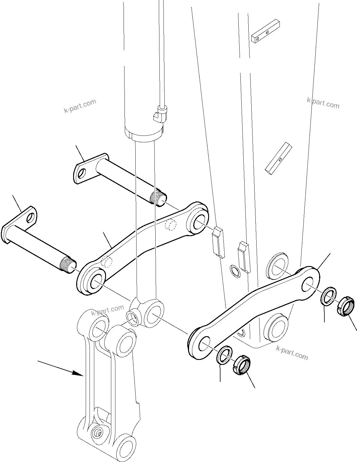 Komatsu parts book diagram for WB97S-5 S/N F00003-Up: BUCKET LINK (1/2)