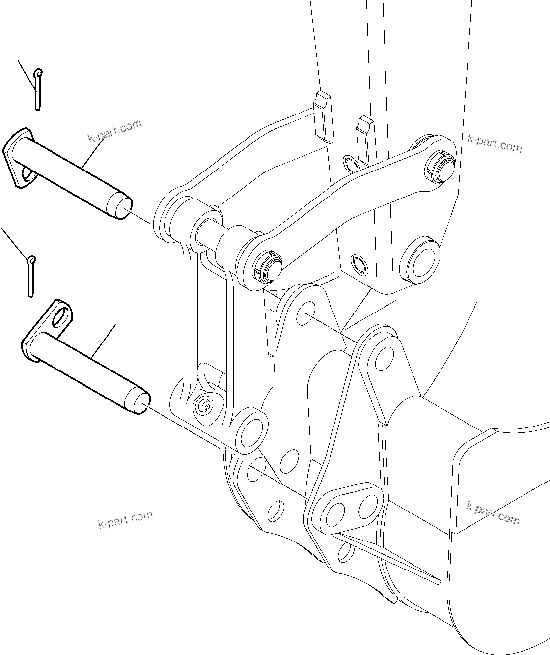 Komatsu parts book diagram for WB97S-5 S/N F00003-Up: BUCKET PIN (ќ 45 MM)