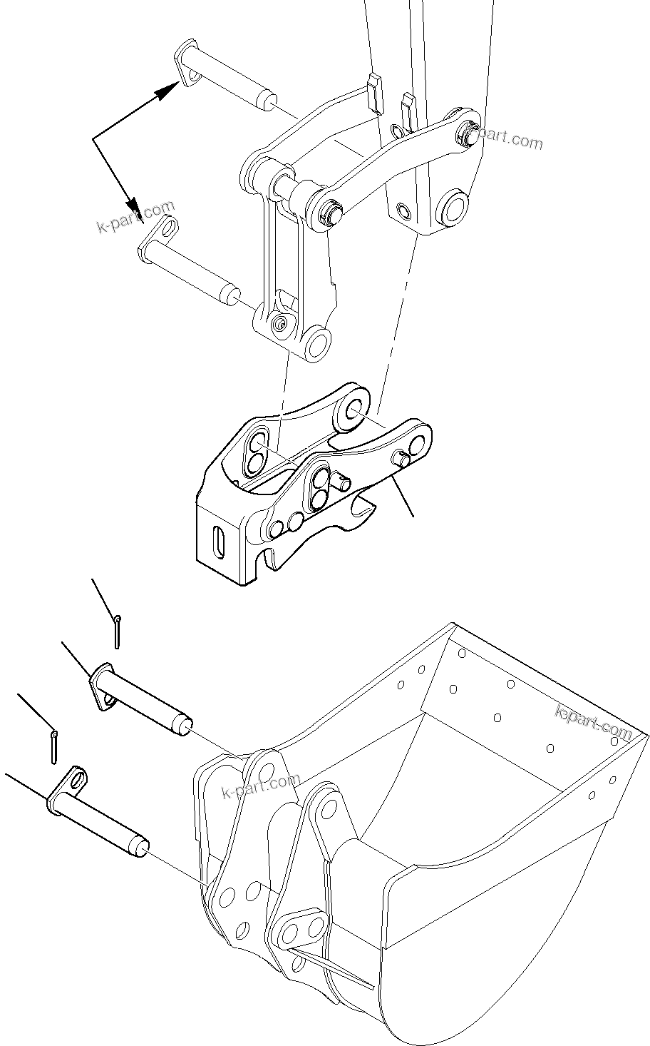 Komatsu parts book diagram for WB97S-5 S/N F00003-Up: BACKHOE QUICK COUPLING (1/2)