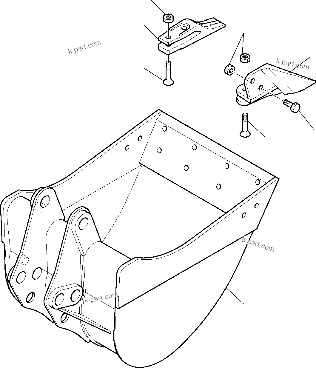 Komatsu parts book diagram for WB97S-5 S/N F00003-Up: BUCKET (L=600 MM)