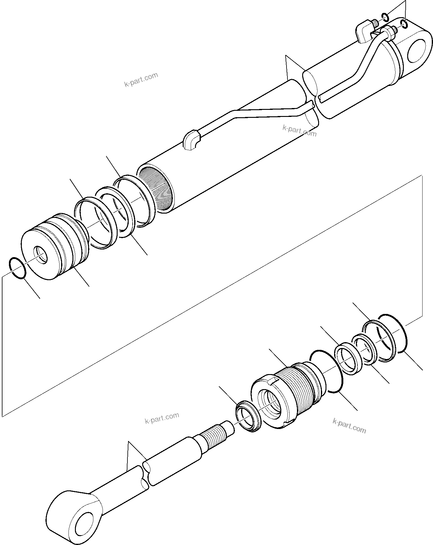 Komatsu parts book diagram for WB97S-5 S/N F00003-Up: TELESCOPIC ARM CYLINDER