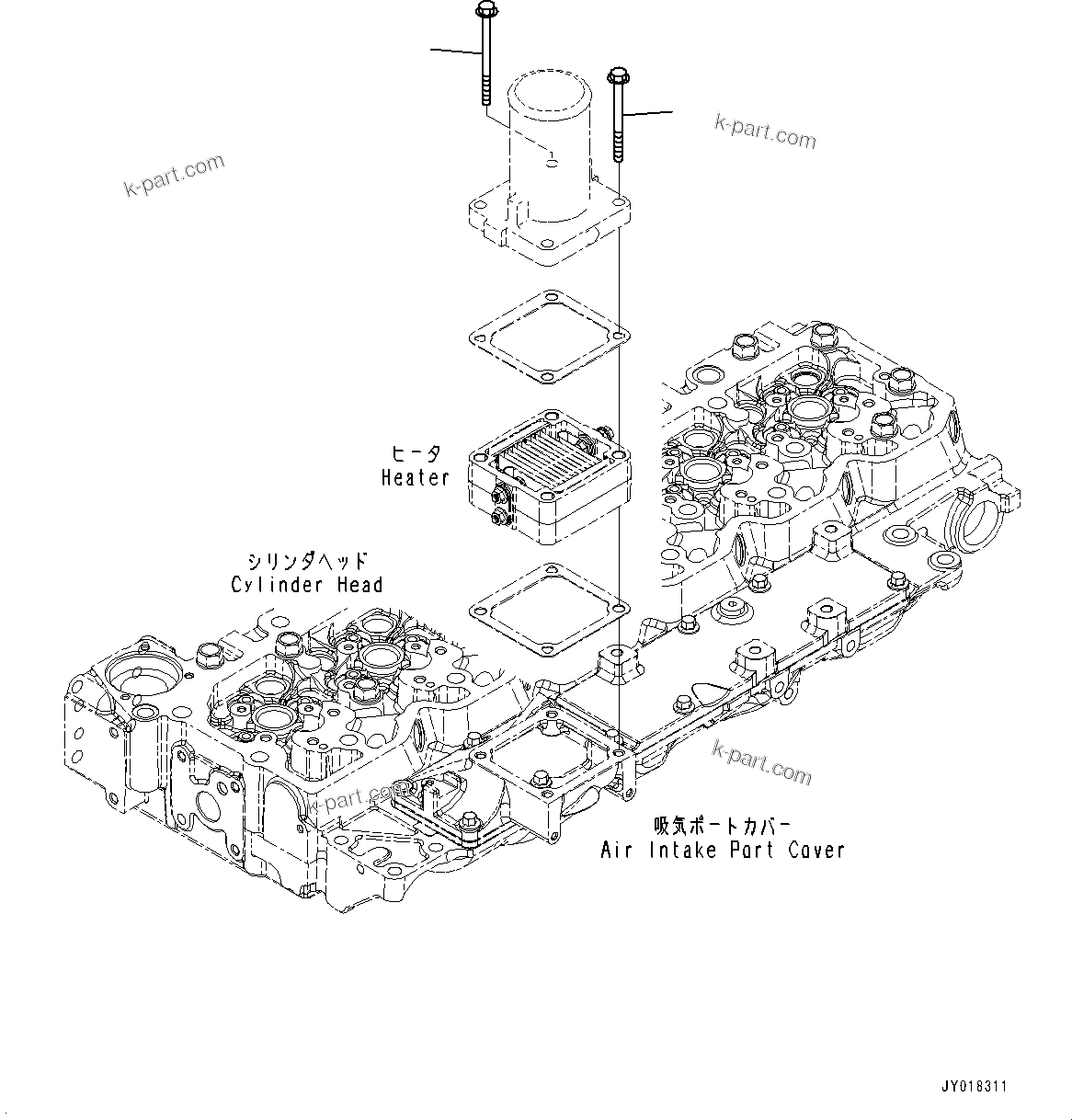 Komatsu parts book diagram for PC200-8M0 S/N Y201001-UP: AIR INTAKE CONNECTOR MOUNTING