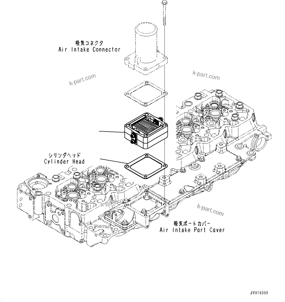 Komatsu parts book diagram for PC200-8M0 S/N Y201001-UP: AIR INTAKE HEATER
