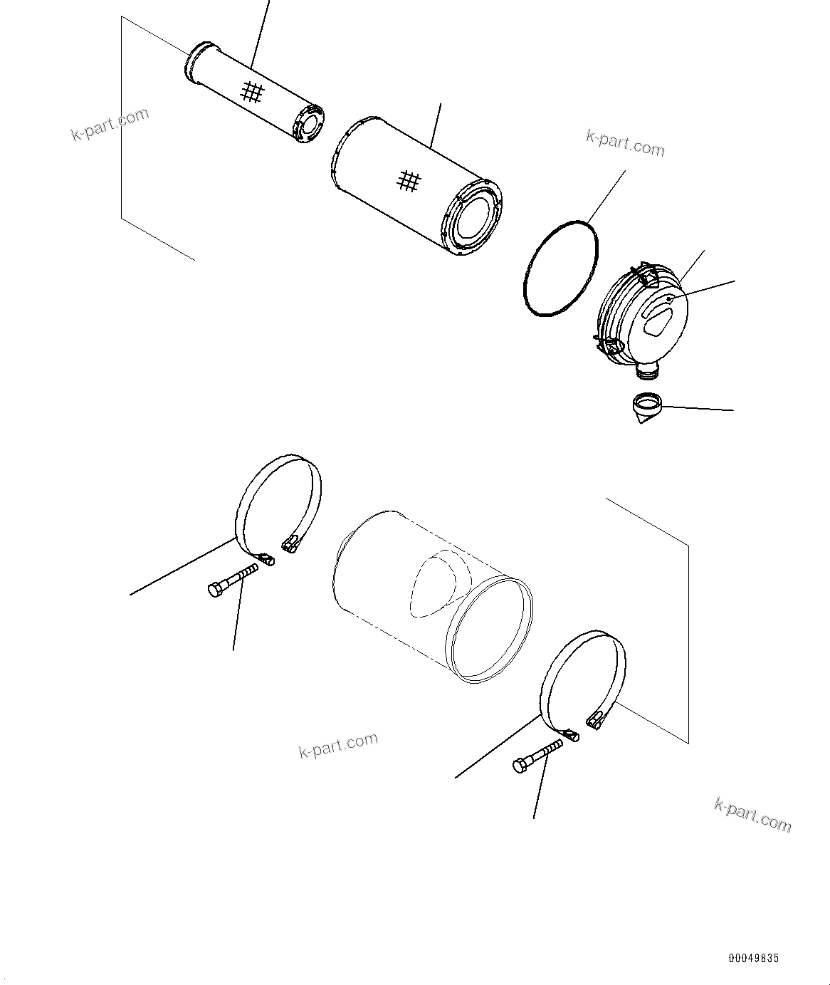 Komatsu parts book diagram for PC200-8M0 S/N Y201001-UP: AIR CLEANER