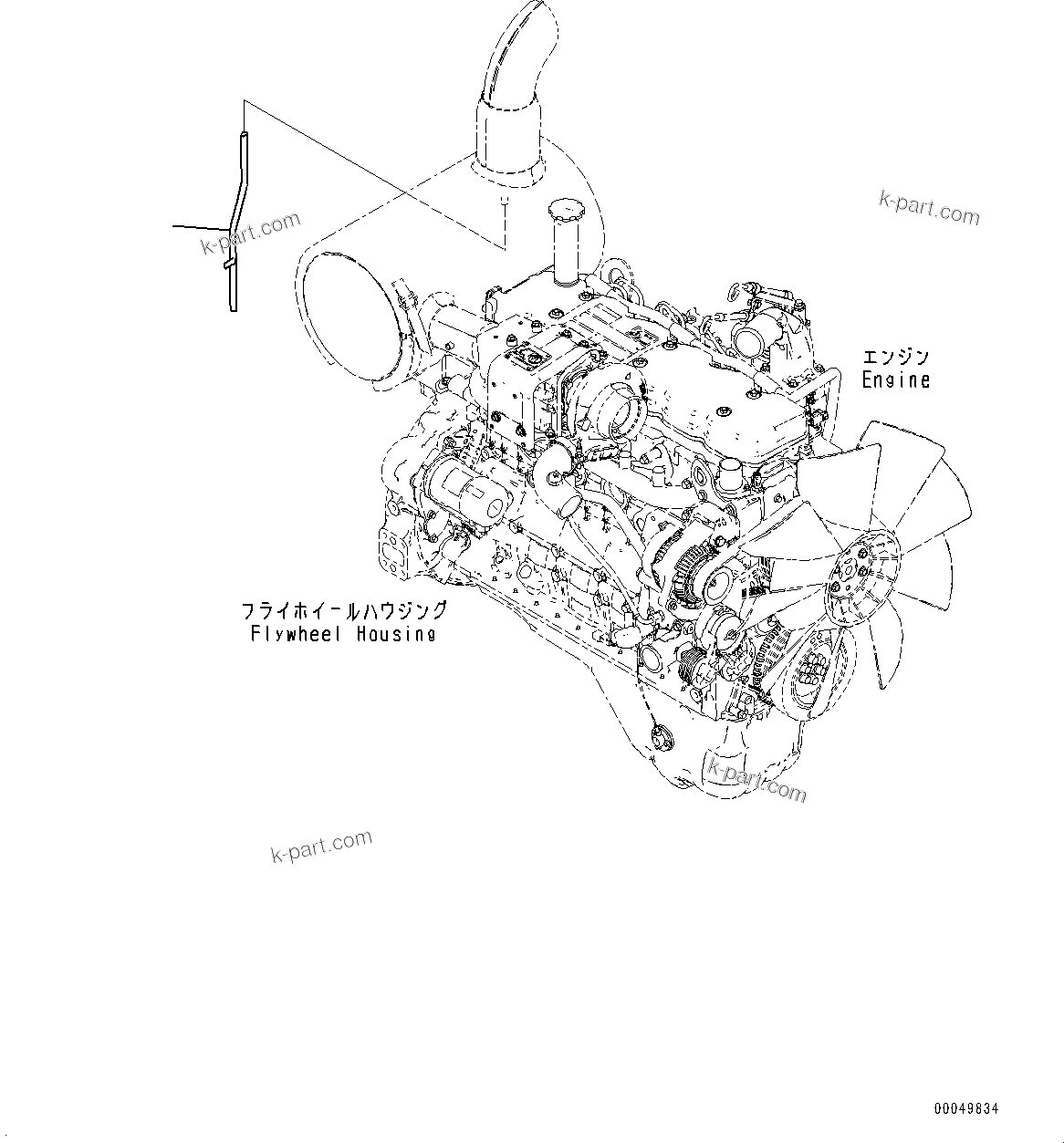 Komatsu parts book diagram for PC200-8M0 S/N Y201001-UP: EXHAUST MUFFLER PIPING