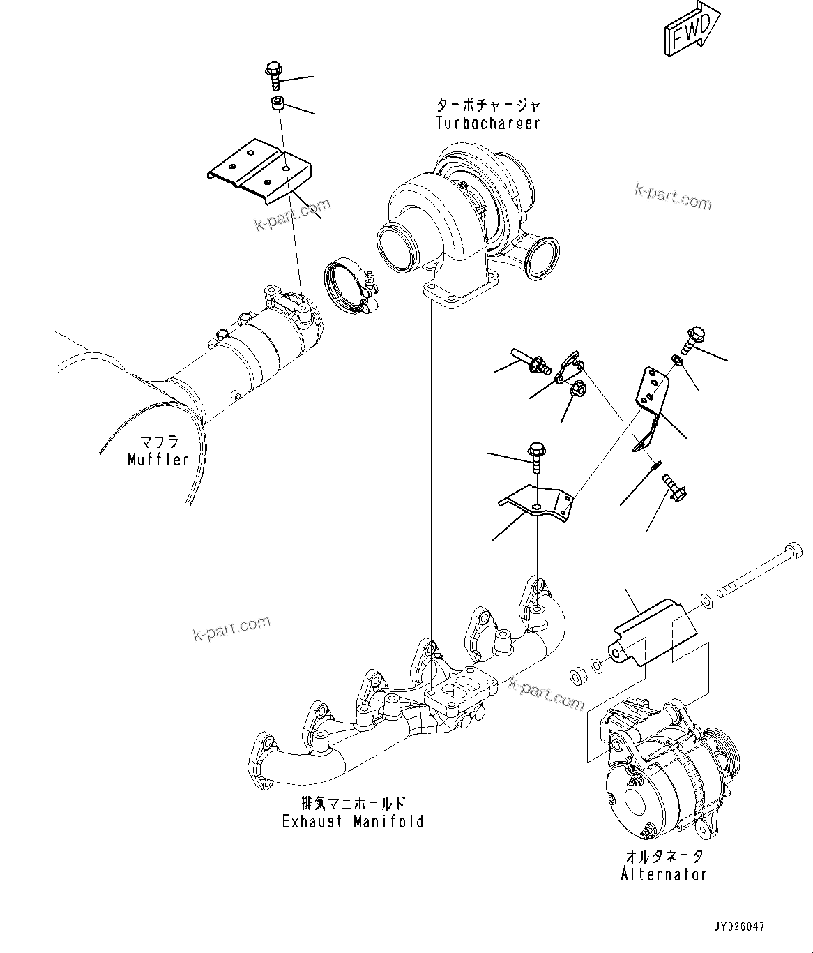 Komatsu parts book diagram for PC200-8M0 S/N Y201001-UP: HEAT SHIELD (FOR 35 AMP. SEALED ALTERNATOR) (SN 2659400726603721)
