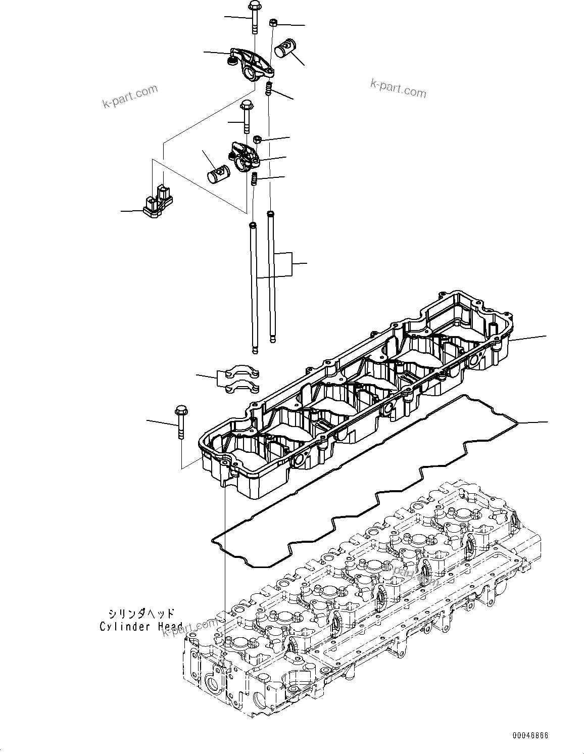 Komatsu parts book diagram for PC300LC-8M0 S/N Y301001-UP: ROCKER ARM HOUSING AND ROCKER ARM