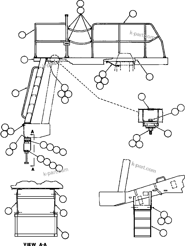 Komatsu parts book diagram for AFE42-J 630E S/N 32081-32084 MT. LEYSHON: LEFT DECK, LADDER & STEP