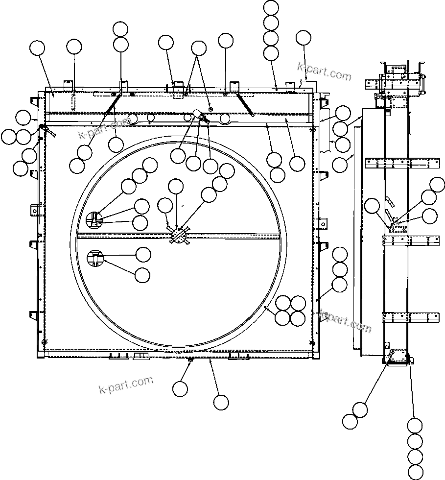 Komatsu parts book diagram for AFE42-J 630E S/N 32081-32084 MT. LEYSHON: RADIATOR ASSM (PB7466)