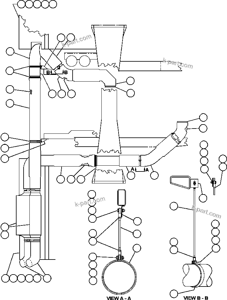 Komatsu parts book diagram for AFE42-J 630E S/N 32081-32084 MT. LEYSHON: EXHAUST PIPING