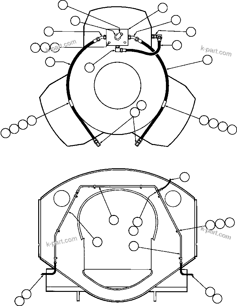 Komatsu parts book diagram for AFE42-J 630E S/N 32081-32084 MT. LEYSHON: FRONT BRAKE PIPING
