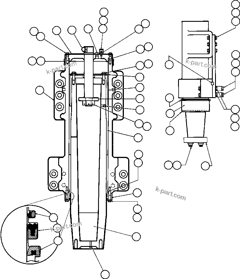 Komatsu parts book diagram for AFE42-J 630E S/N 32081-32084 MT. LEYSHON: FRONT SUSPENSION & MOUNTING