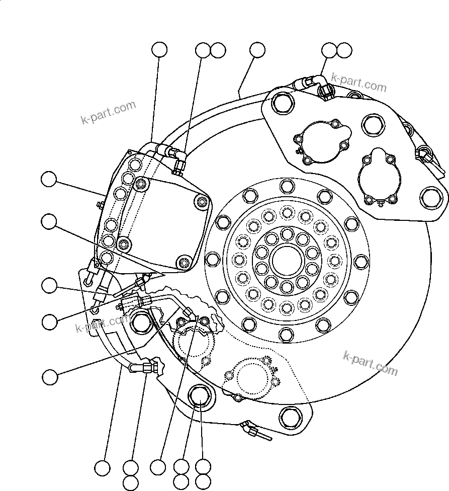Komatsu parts book diagram for AFE42-J 630E S/N 32081-32084 MT. LEYSHON: REAR DISC AND PARKING BRAKE INSTL