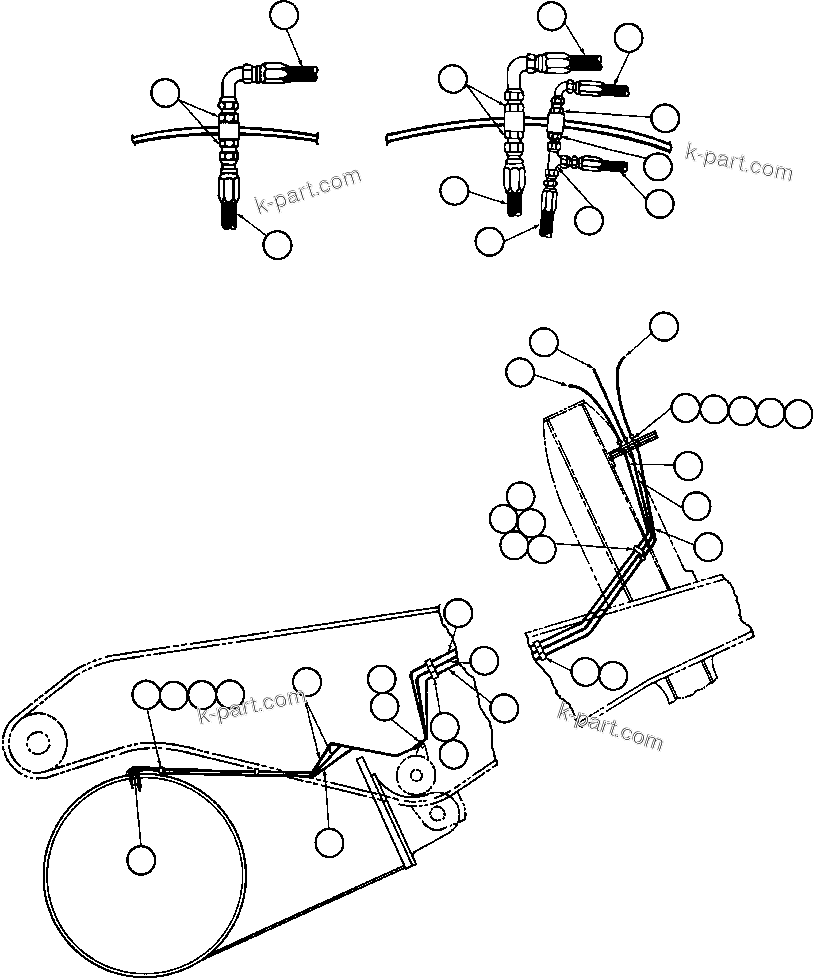 Komatsu parts book diagram for AFE42-J 630E S/N 32081-32084 MT. LEYSHON: REAR BRAKE PIPING