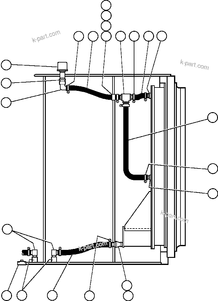 Komatsu parts book diagram for AFE42-J 630E S/N 32081-32084 MT. LEYSHON: DRIVE WHEEL PIPING