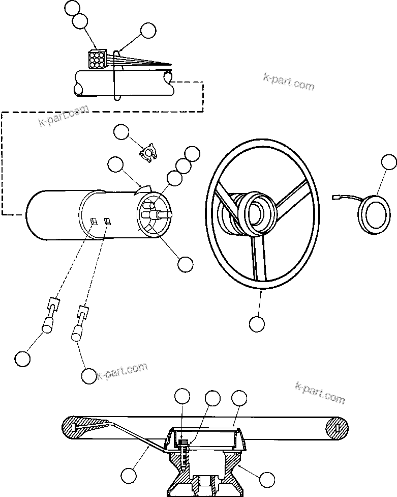 Komatsu parts book diagram for AFE42-J 630E S/N 32081-32084 MT. LEYSHON: STEERING COLUMN INSTL