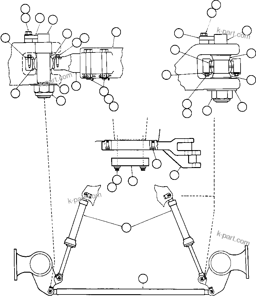 Komatsu parts book diagram for AFE42-J 630E S/N 32081-32084 MT. LEYSHON: STEERING ARMS & LINKAGE