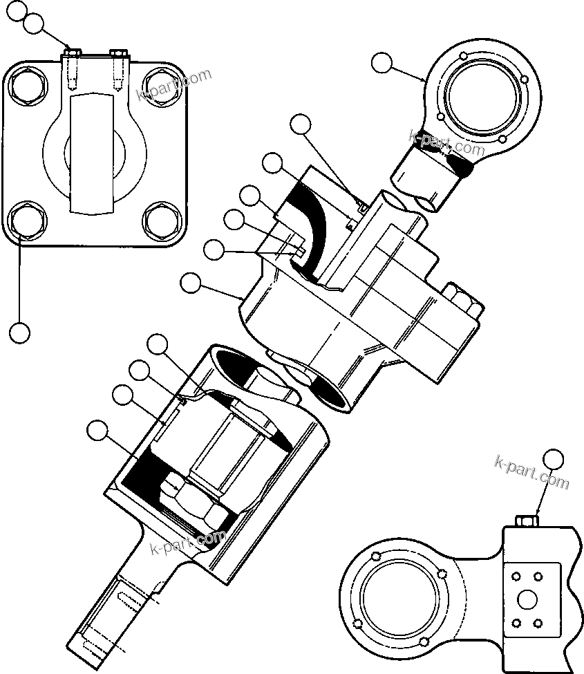 Komatsu parts book diagram for AFE42-J 630E S/N 32081-32084 MT. LEYSHON: STEERING CYLINDER ASSM (TY9950)
