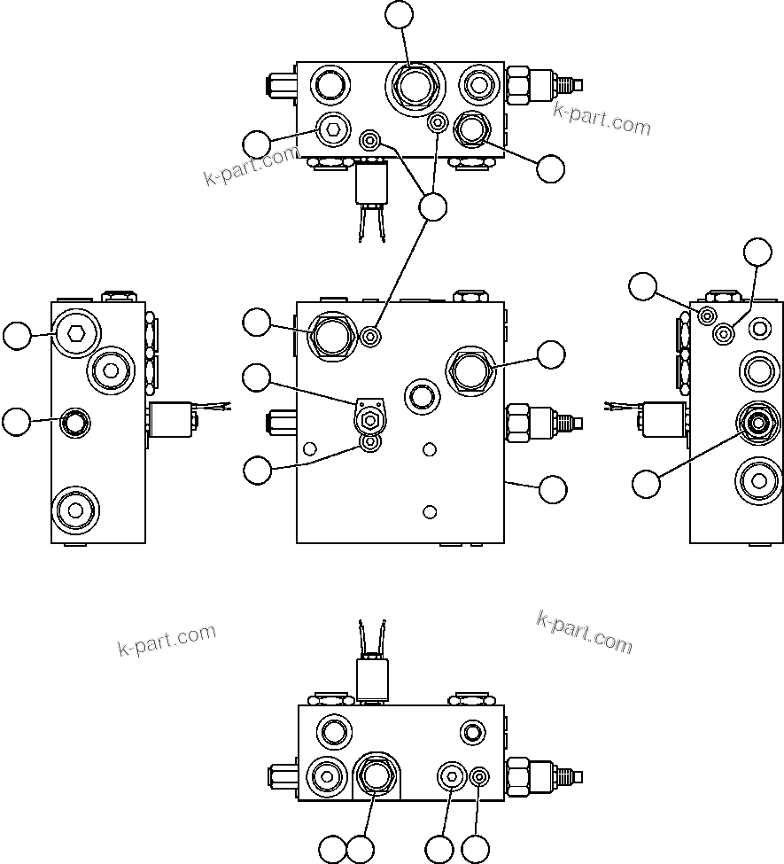 Komatsu parts book diagram for AFE42-J 630E S/N 32081-32084 MT. LEYSHON: BLEEDDOWN MANIFOLD VALVE ASSM (PB6181)