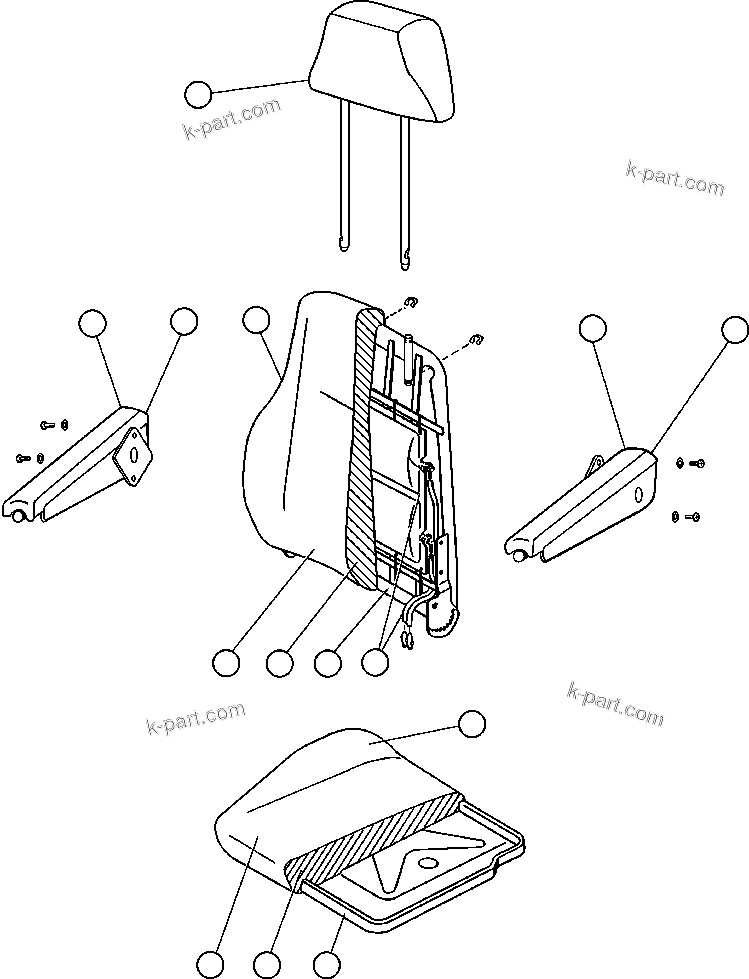 Komatsu parts book diagram for AFE42-J 630E S/N 32081-32084 MT. LEYSHON: DRIVER'S SEAT ASSM (PB7839)
