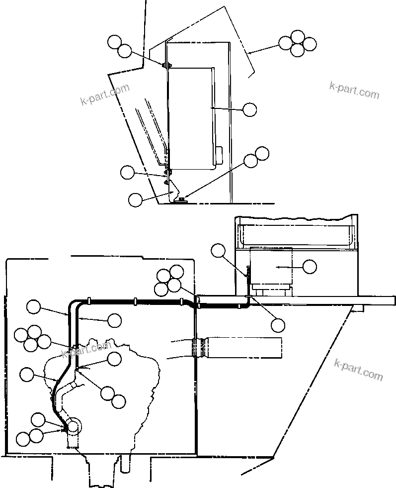 Komatsu parts book diagram for AFE42-J 630E S/N 32081-32084 MT. LEYSHON: HEATER PIPING & INSTL