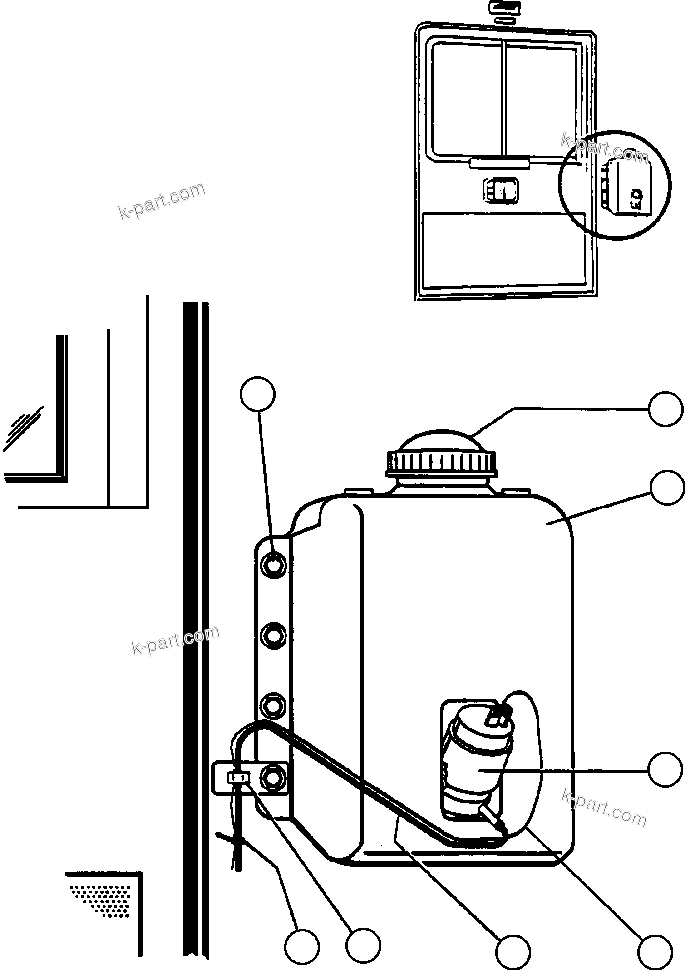 Komatsu parts book diagram for AFE42-J 630E S/N 32081-32084 MT. LEYSHON: WINDSHIELD WASHER INSTL