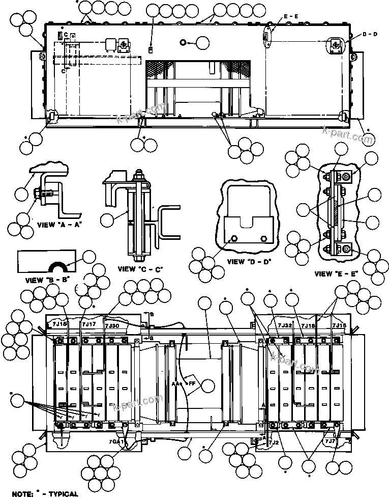Komatsu parts book diagram for AFE42-J 630E S/N 32081-32084 MT. LEYSHON: BLOWN GRID ASSM (EB3442)