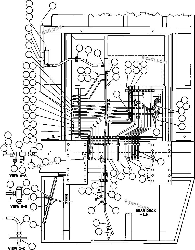 Komatsu parts book diagram for AFE42-J 630E S/N 32081-32084 MT. LEYSHON: UNDER CAB PIPING - 1