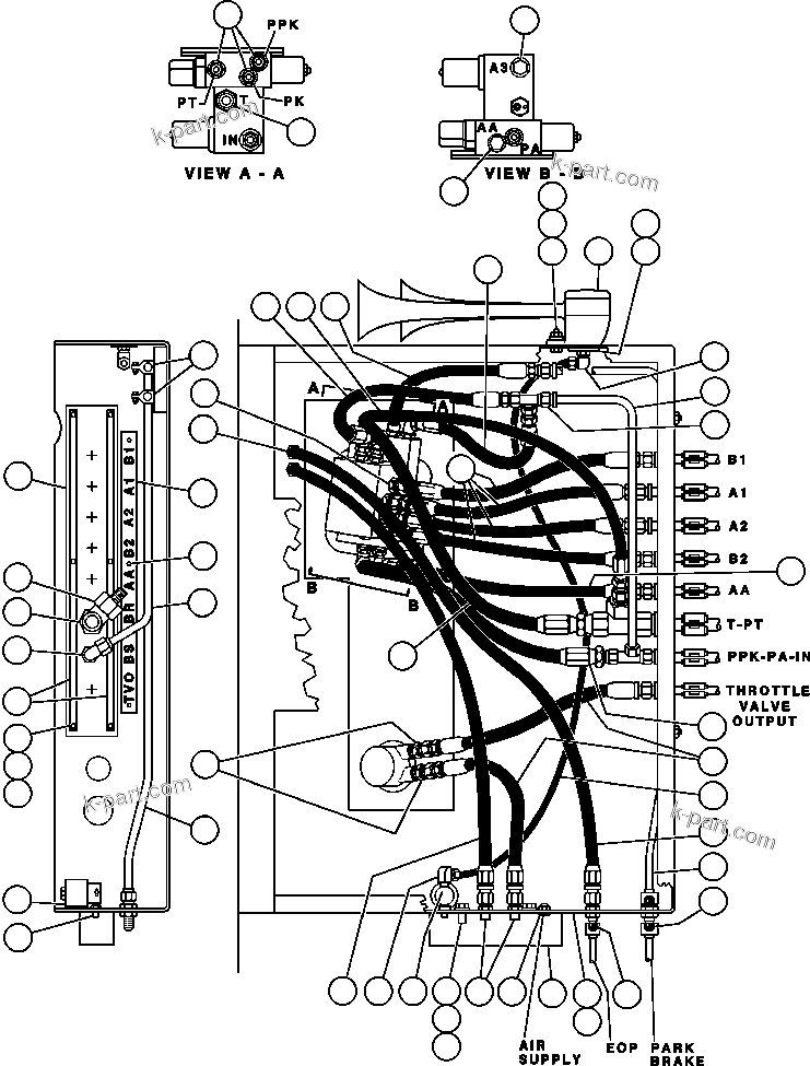 Komatsu parts book diagram for AFE42-J 630E S/N 32081-32084 MT. LEYSHON: UNDER CAB PIPING