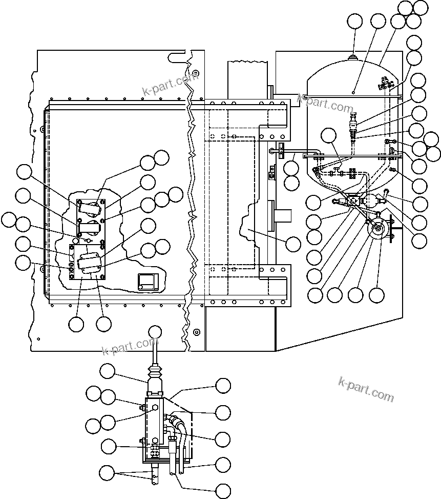Komatsu parts book diagram for AFE42-J 630E S/N 32081-32084 MT. LEYSHON: LEFT DECK PIPING - 1